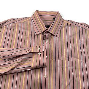 Burberry London Mens XL Pink Striped Long Sleeve Button Up Shirt USA Cotton